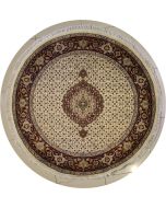6'0x6'0 Pak Persian High Quality Area Rug with Wool Pile - Kashan Medallion Design | Hand-Knotted in White