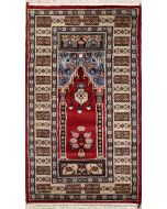 2'1x4'2 Bokhara Jaldar Area Rug with Wool Pile - Prayer Pictorial Design | Hand-Knotted in Red