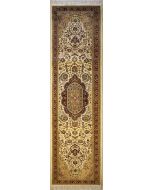 2'7x12'0 Pak Persian High Quality Area Rug with Silk & Wool Pile - Floral Medallion Design | Hand-Knotted in White