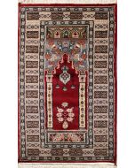 2'0x4'3 Bokhara Jaldar Area Rug with Wool Pile - Prayer Pictorial Design | Hand-Knotted in Red