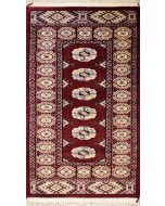 2'0x4'1 Bokhara Jaldar Area Rug with Wool Pile - Special Mori Bokhara Elephant Foot Design | Hand-Knotted in Red