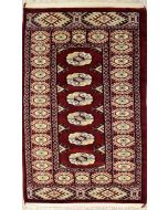 2'0x4'1 Bokhara Jaldar Area Rug with Wool Pile - Special Mori Bokhara Elephant Foot Design | Hand-Knotted in Red