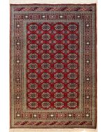 5'11x8'7 Bokhara Jaldar Area Rug with Silk & Wool Pile - Special Mori Bokhara Elephant Foot Design | Hand-Knotted in Red