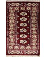 2'0x4'1 Bokhara Jaldar Area Rug with Wool Pile - Special Mori Bokhara Elephant Foot Design | Hand-Knotted in Red