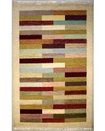 5'6x7'11 Gabbeh Area Rug made using Vegetable dyes with Wool Pile - Striped Design | Hand-Knotted Multicolored | 5.5x8 Double Knot Rug