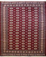 6'3x8'11 Bokhara Jaldar Area Rug with Wool Pile - Special Mori Bokhara Elephant Foot Design | Hand-Knotted in Red