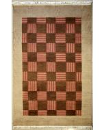 5'6x7'11 Gabbeh Area Rug made using Vegetable dyes with Wool Pile - Checkered Design | Hand-Knotted Multicolored | 5.5x8 Double Knot Rug