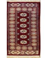2'0x3'11 Bokhara Jaldar Area Rug with Wool Pile - Special Mori Bokhara Elephant Foot Design | Hand-Knotted in Red
