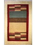 6'1x8'7 Gabbeh Area Rug with Wool Pile - Striped Design | Hand-Knotted Multicolored | 6x9