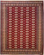 6'2x8'10 Bokhara Jaldar Area Rug with Wool Pile - Special Mori Bokhara Elephant Foot Design | Hand-Knotted in Red