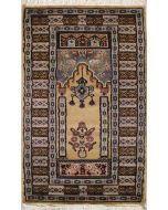2'0x4'2 Bokhara Jaldar Area Rug with Wool Pile - Prayer Pictorial Design | Hand-Knotted in Beige