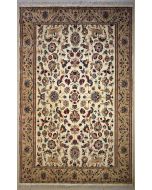 6'1x9'2 Pak Persian Area Rug with Silk & Wool Pile - Pictorial Hunting Shikargah Design | Hand-Knotted in Ivory