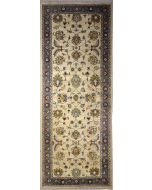 4'0x9'10 Chobi Ziegler Area Rug made using Vegetable dyes with Wool Pile - Floral Design | Hand-Knotted in White