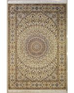 5'7x8'2 Pak Persian High Quality Area Rug with Silk & Wool Pile - Floral Design | Hand-Knotted in White