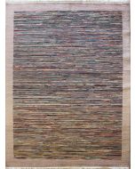 6'5x9'6 Gabbeh Area Rug made using Vegetable dyes with Wool Pile - Striped Design | Hand-Knotted Multicolored | 6.5x10 Double Knot Rug