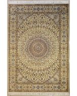 5'7x8'4 Pak Persian High Quality Area Rug with Silk & Wool Pile - Floral Design | Hand-Knotted in White
