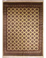 7'10x9'9 Bokhara Jaldar Area Rug with Silk & Wool Pile - Geometric Diamond Design | Hand-Knotted in White