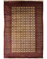 6'7x10'6 Bokhara Jaldar Area Rug with Wool Pile - Bokhara Jaldar (Old Rug) Diamond Design | Hand-Knotted in White