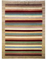 6'5x9'9 Gabbeh Area Rug made using Vegetable dyes with Wool Pile - Striped Design | Hand-Knotted Multicolored | 6.5x10 Double Knot Rug