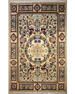 5'5x8'1 Chobi Ziegler Area Rug made using Vegetable dyes with Wool Pile - Pictorial Design | Hand-Knotted in White