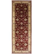 4'0x12'4 Chobi Ziegler Area Rug made using Vegetable dyes with Wool Pile - Floral Design | Hand-Knotted in Red