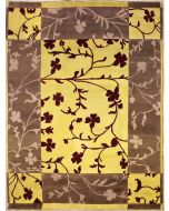 6'4x7'11 Gabbeh Area Rug made using Vegetable dyes with Wool Pile - Floral Design | Hand-Knotted in Gold