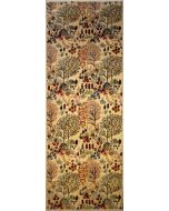 4'0x12'2 Chobi Ziegler Area Rug made using Vegetable dyes with Wool Pile - Floral Design | Hand-Knotted in White