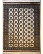 8'0x9'11 Bokhara Jaldar Area Rug with Wool Pile - Geometric Diamond Design | Hand-Knotted in White