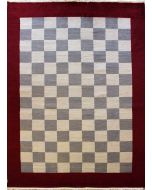 6'6x9'7 Gabbeh Area Rug made using Vegetable dyes with Wool Pile - Checkered Design | Hand-Knotted Multicolored | 6.5x10 Double Knot Rug