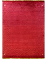 6'5x9'8 Gabbeh Area Rug made using Vegetable dyes with Wool Pile - Diamond Design | Hand-Knotted in Red