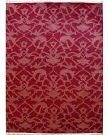 6'6x9'8 Gabbeh Area Rug made using Vegetable dyes with Wool Pile - Geometric Design | Hand-Knotted in Red