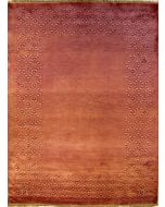 6'6x10'0 Gabbeh Area Rug made using Vegetable dyes with Wool Pile - Diamond Design | Hand-Knotted in Reddish Brown