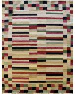 6'6x9'6 Gabbeh Area Rug made using Vegetable dyes with Wool Pile - Striped Design | Hand-Knotted Multicolored | 6.5x10 Double Knot Rug