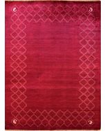 6'5x9'8 Gabbeh Area Rug made using Vegetable dyes with Wool Pile - Diamond Design | Hand-Knotted in Red