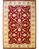 6'6x10'0 Chobi Ziegler Area Rug made using Vegetable dyes with Wool Pile - Floral Design | Hand-Knotted in Red