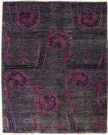 6'4x7'9 Chobi Ziegler Area Rug made using Vegetable dyes with Wool Pile - Paisley Design | Hand-Knotted in Black