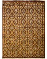 7'8x9'10 Chobi Ziegler Area Rug made using Vegetable dyes with Wool Pile - Floral Design | Hand-Knotted in Brown