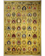 7'11x10'1 Chobi Ziegler Area Rug made using Vegetable dyes with Wool Pile - Floral Design | Hand-Knotted in Gold