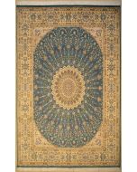 8'0x10'3 Pak Persian High Quality Area Rug with Silk & Wool Pile - Floral Design | Hand-Knotted in Green