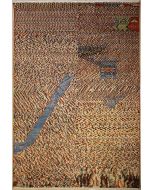 8'0x10'3 Gabbeh Area Rug made using Vegetable dyes with Silk & Wool Pile - Striped Design | Hand-Knotted Multicolored | 8x10 Double Knot Rug