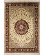 8'1x10'1 Pak Persian High Quality Area Rug with Silk & Wool Pile - Floral Design | Hand-Knotted in White