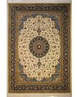 8'2x10'2 Pak Persian High Quality Area Rug with Silk & Wool Pile - Floral Medallion Design | Hand-Knotted in White