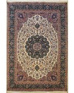 6'10x10'6 Pak Persian High Quality Area Rug with Silk & Wool Pile - Kashan Medallion Design | Hand-Knotted in White