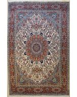 6'10x11'5 Pak Persian High Quality Area Rug with Silk & Wool Pile - Isfahan Medallion Design | Hand-Knotted in Ivory