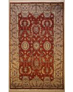 6'5x9'8 Chobi Ziegler Area Rug made using Vegetable dyes with Wool Pile - Floral Design | Hand-Knotted in Red