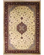 9'0x12'1 Pak Persian High Quality Area Rug with Wool Pile - Floral Medallion Design | Hand-Knotted in White