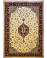 9'0x12'2 Pak Persian High Quality Area Rug with Wool Pile - Floral Medallion Design | Hand-Knotted in White