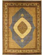 8'11x12'4 Pak Persian High Quality Area Rug with Wool Pile - Floral Medallion Design | Hand-Knotted in Greenish Blue