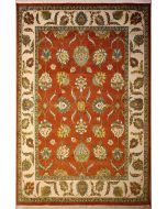 9'0x11'8 Chobi Ziegler Area Rug made using Vegetable dyes with Wool Pile - Floral Design | Hand-Knotted in Red