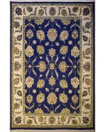 9'0x12'1 Chobi Ziegler Area Rug made using Vegetable dyes with Wool Pile - Floral Design | Hand-Knotted in Blue